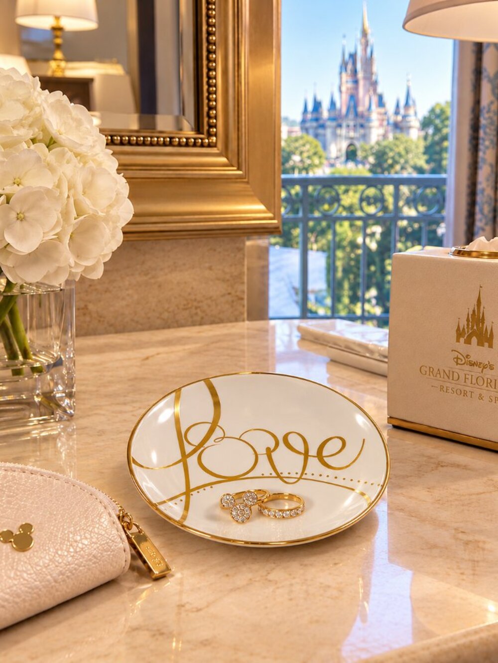 NIB - Lenox X Disney 'LOVE' 4.73-inch Ring Dish - Gold and White